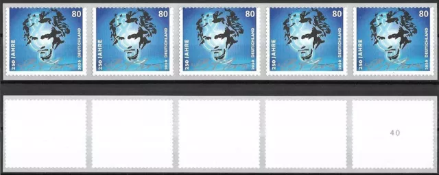 Bund Mi.Nr. 3520** (2020) postfrisch (5er-Streifen)/Geb. v. Ludwig van Beethoven