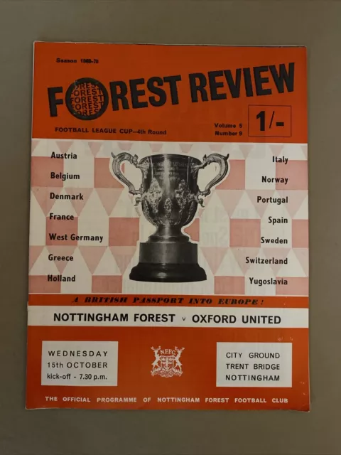 Nottingham Forest V Oxford United 1969-70 League Cup Programme