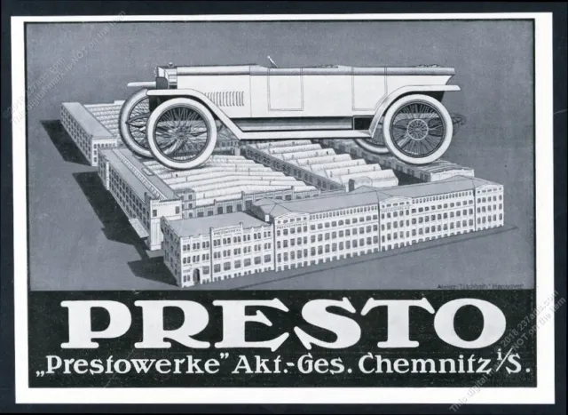 1919 Presto Werke Prestowerke touring car illustrated German vintage print ad