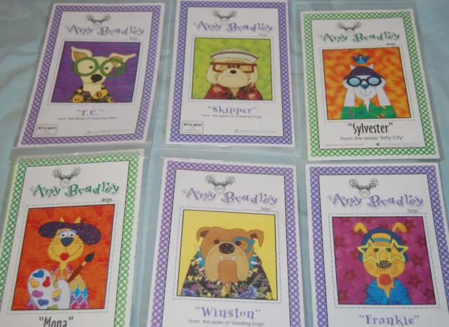 Applique Quilt Pattern, Amy Bradley, Set of 6, Dazzling Dog & Kitty City Series