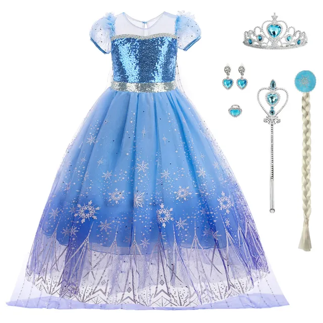 Girls Baby Elsa Princess Fancy Dress Costume Outfit Up Carnival Dress Costume