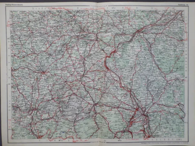 Landkarte Dunlop Strassenkarte 84 Salzburg, Braunau, Rosnheim, um 1928