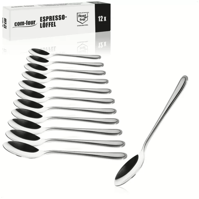 12x Espressolöffel aus rostfreiem Stahl - stilvolles Tafelbesteck - 12 cm