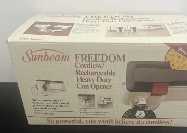 VTG Sunbeam Freedom Cordless Rechargeable Heavy Duty Can Opener 05256 Almond 2
