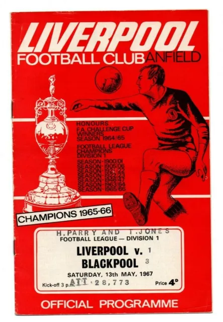 Orig.PRG  England Division 1  1966/67  LIVERPOOL FC - BLACKPOOL FC  !!  SELTEN