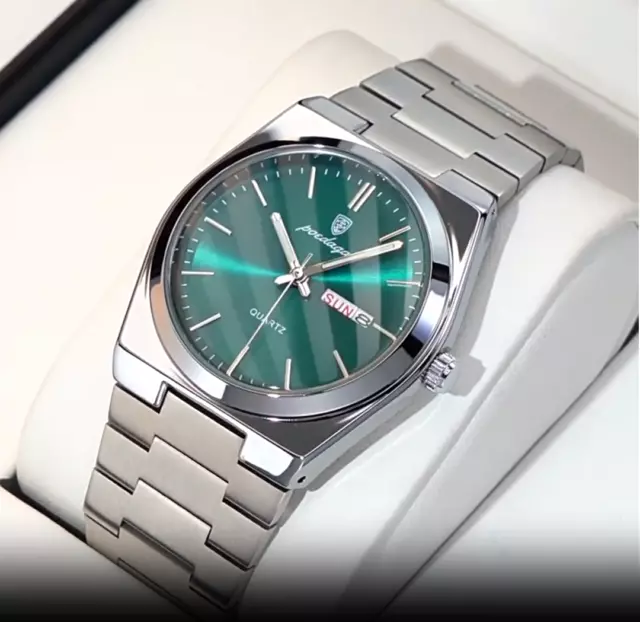 Luxury Calendar Watches Mens Stainless Steel Quartz Watch Waterproof Luminous UK