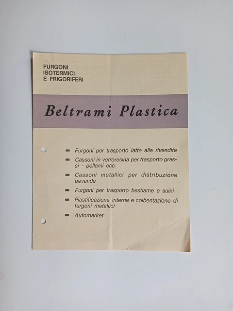 Depliant Brochure D'epoca Listino carrozzeria BELTRAMI