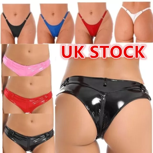 UK Womens Booty Shorts Shiny Metallic PVC Leather Hot Pants Raves Dance Clubwear