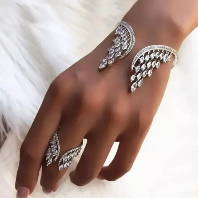 Fashion Bridal Open Bangle Bracelet Angel Wings Design for Women Accessories