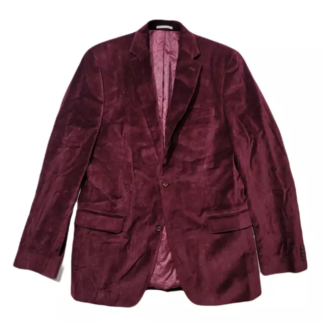 Alfani Slim-Fit Solid Red Velvet Blazer Mens 38R Burgundy Red $295