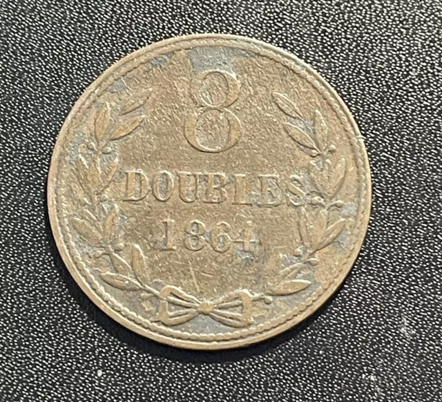 Guernsey 1864 8 Doubles Coin