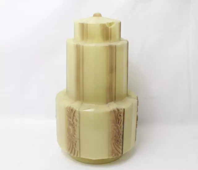 Vintage Milk Glass Skyscraper Tiered Ceiling Globe Light Shade Art Deco -T