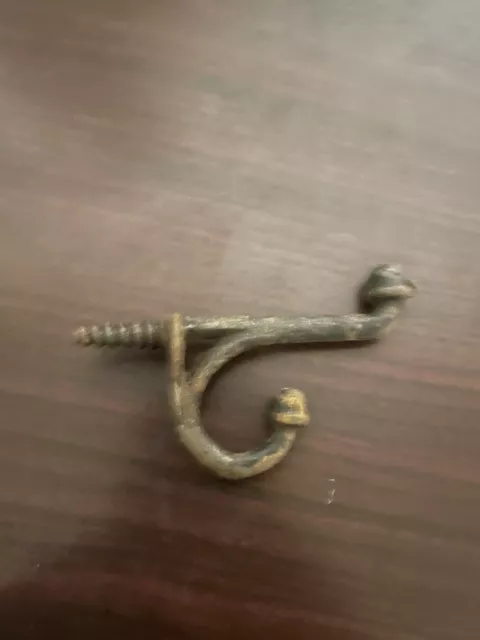 Antique Cast Iron Double Acorn Tip Coat Hat Hook Screw Back
