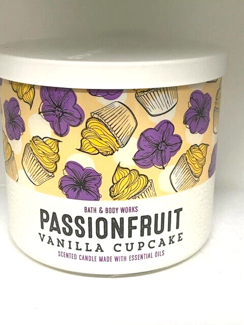 Bath & Body Works Passionfruit Vanilla Cupcake 3 Wick Scented Candle 14.5oz LG