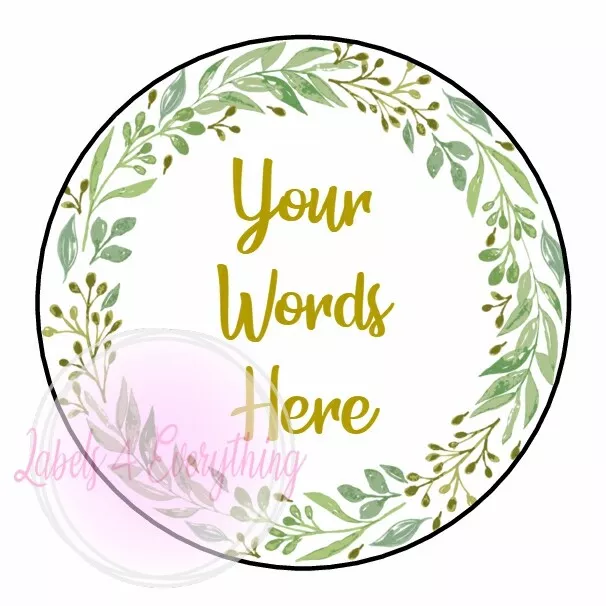 Personalised Wreath Stickers Green Gold Exotic Olive Birthday Party Sweet Cone