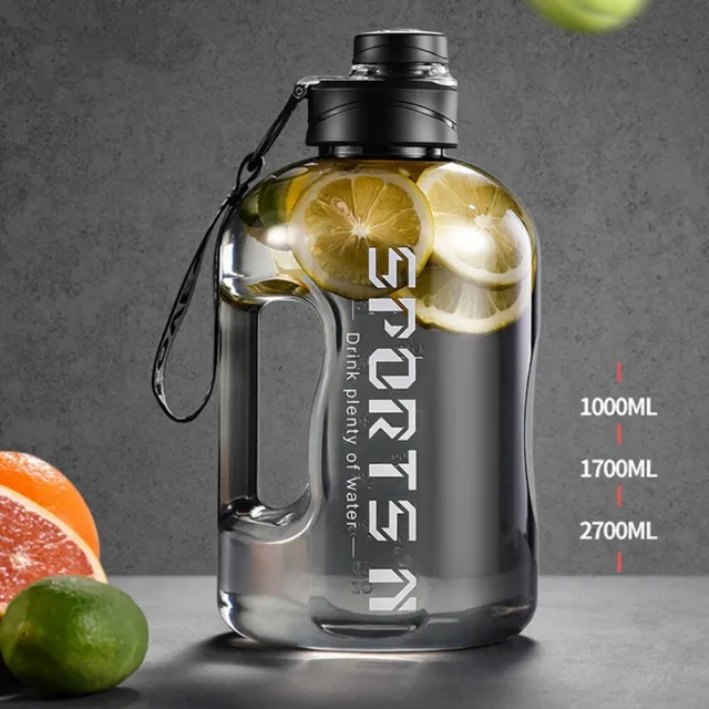 1.7/2.7L Gym Water Bottle BPA Free Sports Large Capacity Train Drinking Kettle