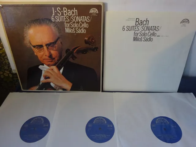 BACH - THE 6 SUITES FOR SOLO CELLO 3LP BOX, Milos Sadlo, SUPRAPHON 1111 1701/3