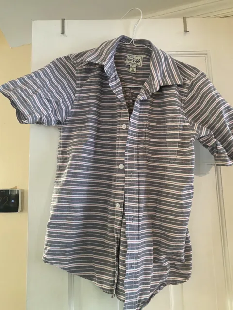 Childrens Place Button Up Shirt Boys Size XL 14 Short Sleeve Blue Stripes