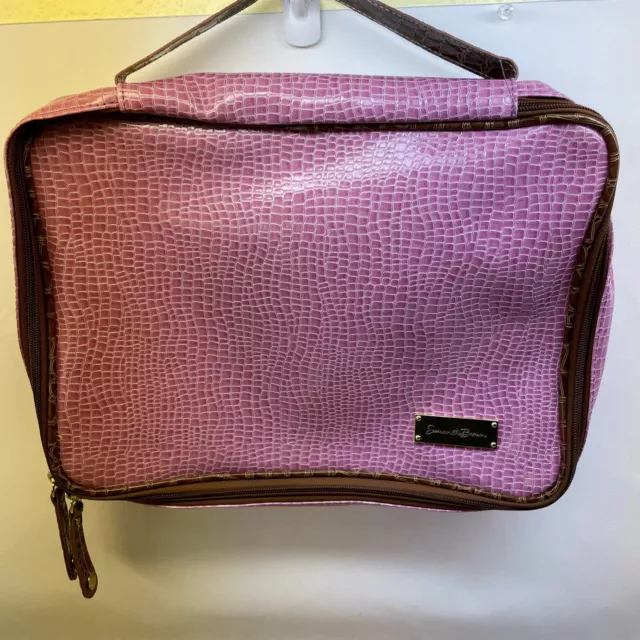 Samantha Brown Large Croc. Pink and Brown Makeup Bag 