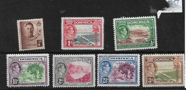 Stamps Dominica 1938 Kgvi Set Of 7 Mint