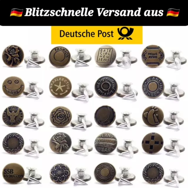 5-10 Jeansknöpfe Metallknöpfe Nietknöpfe Hosen Knöpfe Ersatz Druck Knopf 17mm