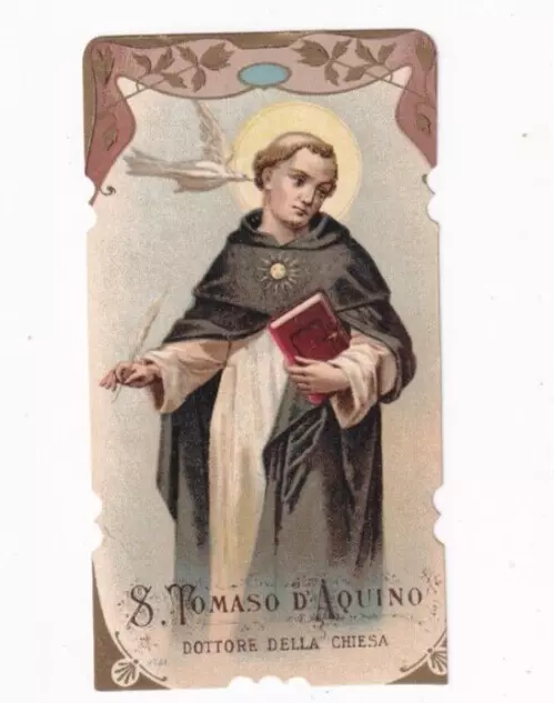 Santino Holy Card Antico Preghiera San Tomaso D'aquino Preghiera 1898