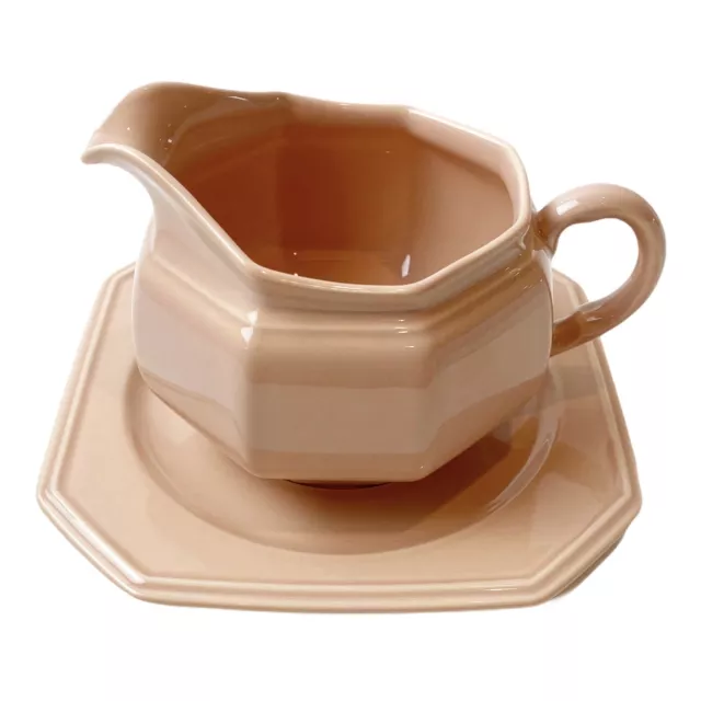 Daniel Hechter Gravy Boat Pitcher w/Octagonal Paris Peach 7" Plate Japan