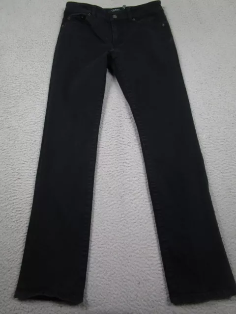 Lauren Ralph Lauren Jeans Womens 6 Black Premier Straight Denim Pockets Preppy