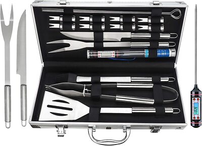 Brandani BRANDANI VALIGETTA 5 PEZZI ACCIAIO INOX ATTREZZI BARBECUE GRIGLIATE 