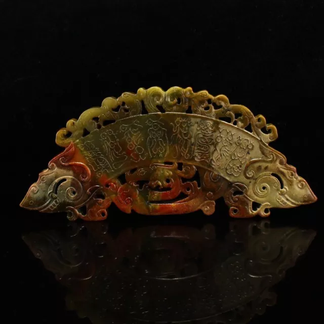 Chinese Antique Han Dynasty Hetian Ancient Jade Beast Design Jade Bi Decoration