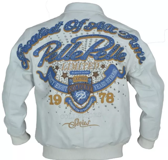 Pelle Pelle Greatest Of All Time White Real Leather Jacket- 100% Genuine