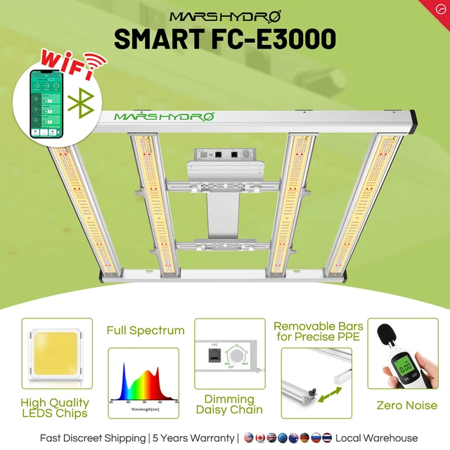 MARS HYDRO SMART FC E3000 LED Grow Light Full Spectrum Hydroponic
