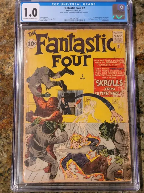 1962 Marvel Comics Fantastic Four 2 CGC 1.0. 1st Appearance of the Skrulls