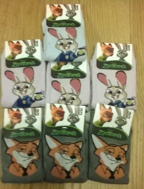 7 x paires de chaussettes filles Zootopia Zootopolis cheville filles NEUVES taille 9 - 12