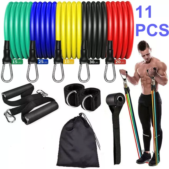 Resistance Bands Exercise Sports Loop Fitness Home Gym Yoga Latex 11 Pcs Set