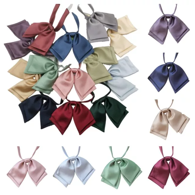 Women Lady Stylish Solid Bow Tie Girl Double Layers Wedding Party Neck Wear
