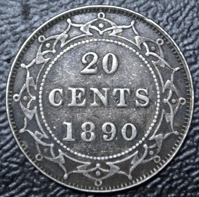 OLD CANADIAN COIN 1890 NEWFOUNDLAND - 20 CENTS - .925 SILVER - Victoria - Nice