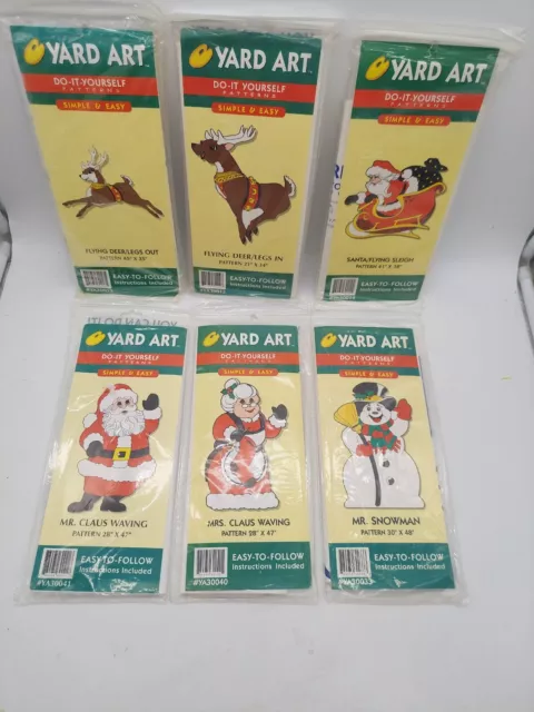 Lote de 6 patrones hágalo usted mismo hágalo usted mismo de colección arte de yarda lote de 6 ciervos helados de Navidad de Santa Claus
