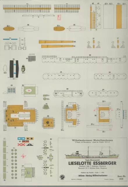 Wilhelmshavener Modellbaubogen 1019 Lieselotte Essberger Tank-Motorschiff- 1:250