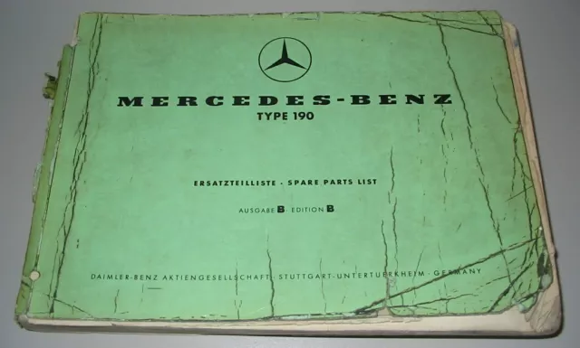 Ersatzteilkatalog Mercedes 190 W 121 Ponton ET Katalog Stand März 1958