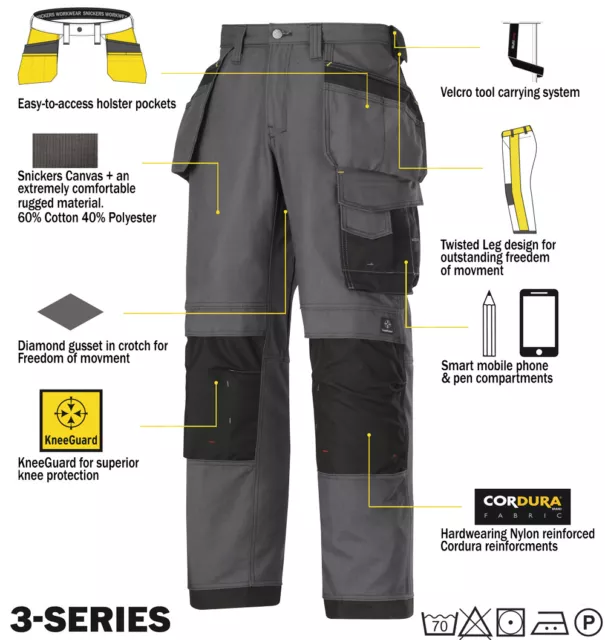 Snickers 3214 Trousers Canvas Holster Work Trousers Grey-Black Pre