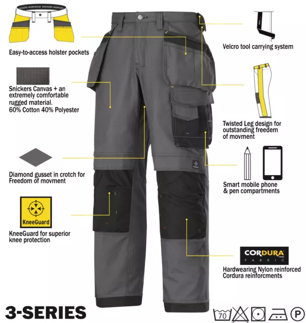 Snickers 3214 Trousers Canvas Holster Work Trousers Snickers Direct Grey-Black