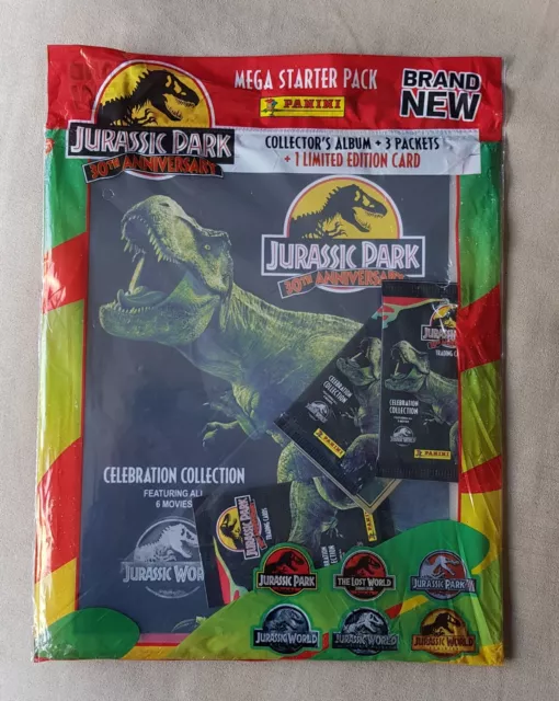 NEW Jurassic Park MEGA Starter Pack - 3 Packs + Lim Ed Card PANINI Trading Game