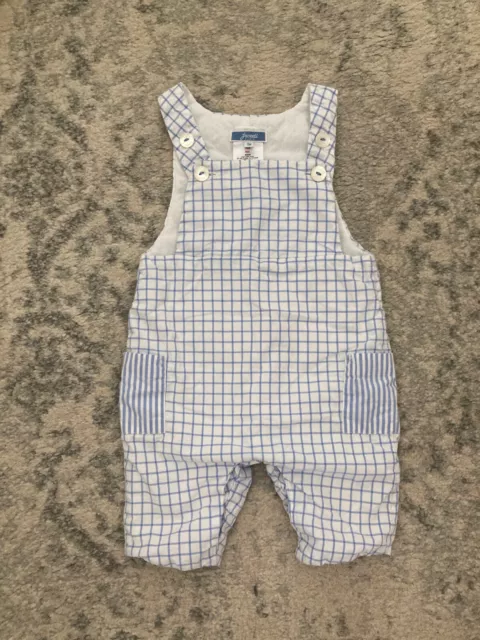 Jacadi Paris shortalls blue white plaid Overalls Shorts Outfit 3 month 3m Cotton