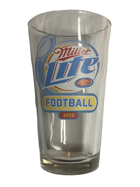 Miller Lite Football 2006 Beer Glass 16oz Clear 5.7” Tall