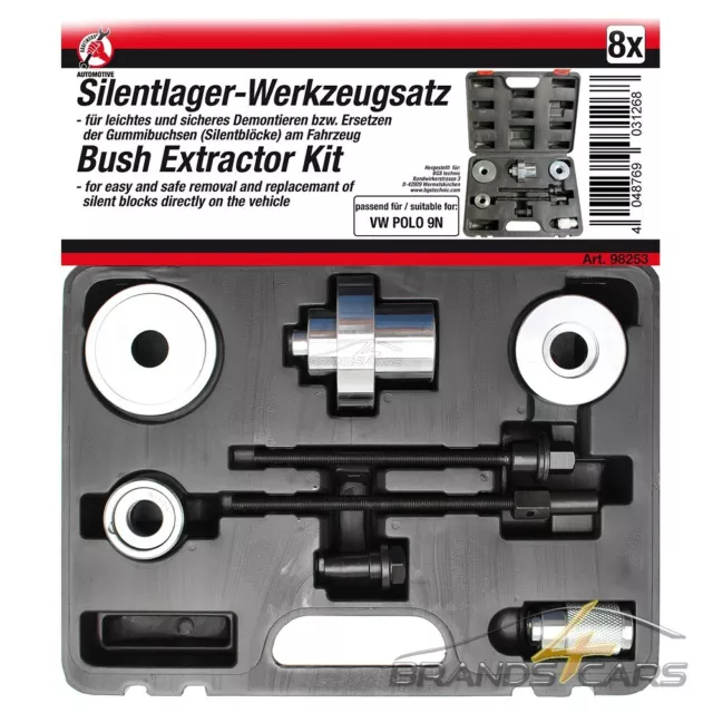 Bgs Fai Da Te Silent Kit Attrezzi Cuscinetti Per Skoda Fabia Vw Vag Gomma Braccio Trasversale