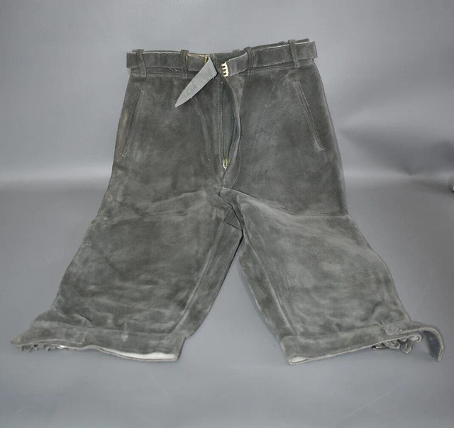 Pantaloni in pelle tradizionali vintage taglia 12 scomparto bambini #F2