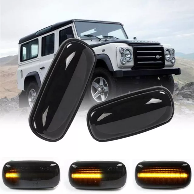 Smoked Sequential LED Side Marker Lights For Land Rover Defender Freelander LR2