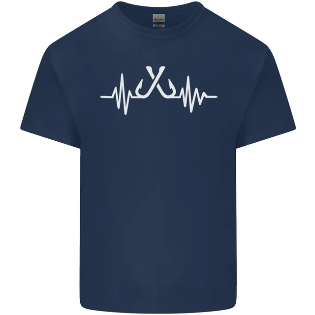 T-shirt top Pulse Fishing divertente pescatore ECG da uomo cotone 2