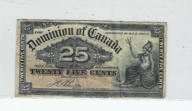 1900  Dominion of Canada $.25 Cent Shinplaster DC-15b, Boville